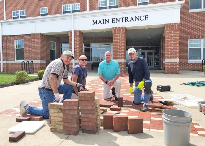 New bricks added on to  walkway at Orrville High